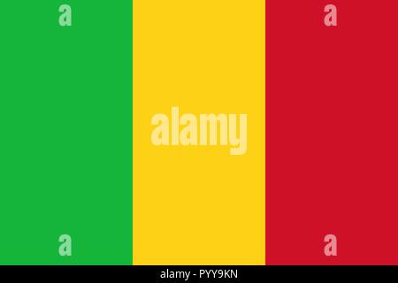 Pavillon simple du Mali. Bonne taille, de proportions, de couleurs. Illustration de Vecteur