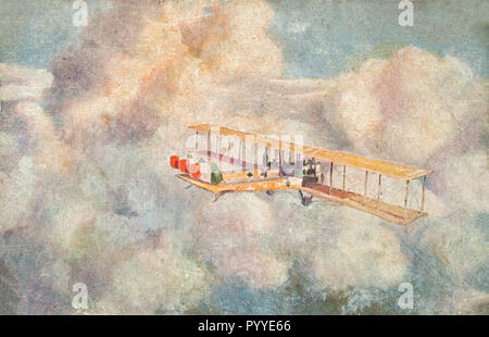 Vols à travers les nuages un Caproni (peinture de lieutenant Contini, 1918) Banque D'Images