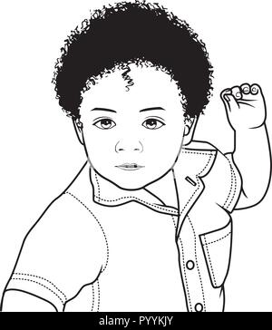 C'est un sommeil de bébé, enfants priant Dieu tout-petit garçon Origine ethnique afro-américaine de l'enfant espiègle Student Smiling Illustration de Vecteur