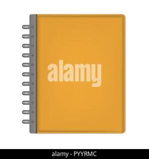 Format lettre fermée discbound carnet, maquette du vecteur. Disque en cuir orange lié journal, modèle. Journal d'entreprise de couverture, à la maquette Illustration de Vecteur