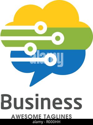 La technologie cloud coloré créatif logo concept vecteur de données Illustration de Vecteur