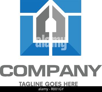 Offres et demandes de création logo, logo design Construction Biens et maisons colorées, Vecteur concept logo service immobilier, de la construction Illustration de Vecteur