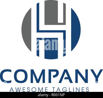 Lettre H cercle logo couleur typographie moderne de la forme de l'élément de conception Illustration de Vecteur