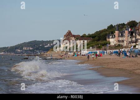 France, Normandie, Calvados, Côte Fleurie, Blonville sur Mer, plage, Banque D'Images