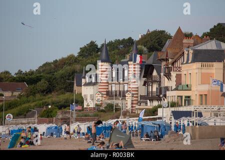 France, Normandie, Calvados, Côte Fleurie, Blonville sur Mer, plage, Banque D'Images