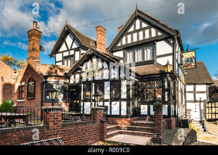 Le bâtiment médiéval Chequer inférieur Inn de Sandbach, Cheshire Banque D'Images