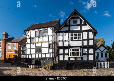 L'Inférieur médiévales à pans de bois Chequer Inn de Sandbach, Cheshire, Angleterre Banque D'Images