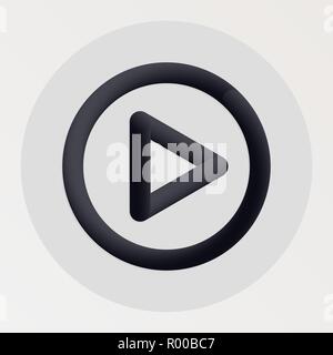 Jouer l'icône de la ligne noire superposée. Vector illustration du bouton lecture fluide forme les pictogrammes dans un cercle sur fond blanc pour votre conception Illustration de Vecteur