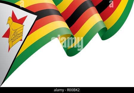 Drapeau du Zimbabwe, vector illustration sur fond blanc Illustration de Vecteur