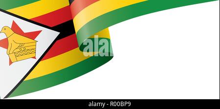 Drapeau du Zimbabwe, vector illustration sur fond blanc Illustration de Vecteur