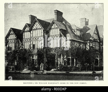 Maison Malwood, demeure de sir William Harcourt dans la New Forest, 1896 Banque D'Images