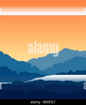 Paysage avec twilight in Blue Mountains Illustration de Vecteur