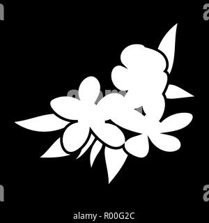 Fleurs de jasmin logo isolés. icône silhouette blanche. Vector illustration Illustration de Vecteur