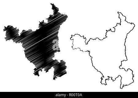 L'Haryana (États et territoires de l'union de l'Inde, États fédérés, République de l'Inde) map vector illustration, croquis Gribouillage à l'état d'Haryana site Illustration de Vecteur