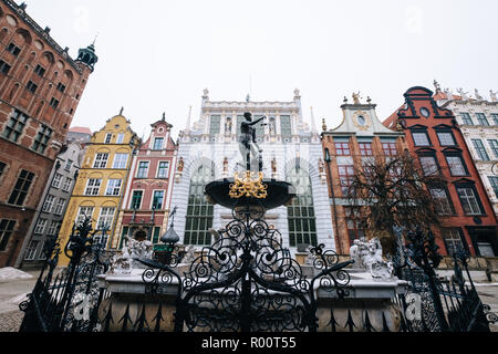 Fontaine de Neptune à Gdansk, Polance Banque D'Images