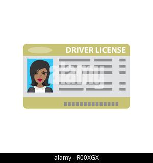 Licence de pilote avec femme photo,isolé sur fond blanc,cartoon vector illustration. Illustration de Vecteur