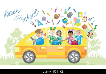 Illustration de l'École Circonscription un Schoolbus Illustration de Vecteur