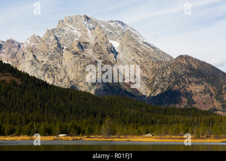 Leigh Lake Mt. Vues Moran Banque D'Images