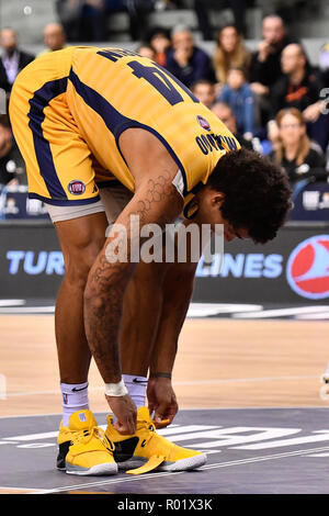 Turin, Italie. 31 octobre, 2018. James Michael Ray McAdoo (Auxilium Fiat Torino) pendant les 7 jours de basket-ball match EuroCup 2018/19 entre FIAT AUXILIUM TORINO VS Unicaja Malaga au PalaVela le 31 octobre, 2018 à Turin, Italie. Crédit : FABIO ANNEMASSE/Alamy Live News Banque D'Images