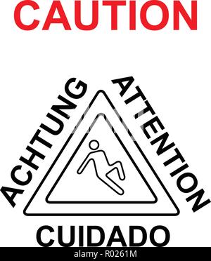 Attention plancher mouillé warning sign vector illustration Illustration de Vecteur