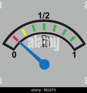 Tableau de bord de voiture montrant la jauge de niveau de carburant Illustration de Vecteur