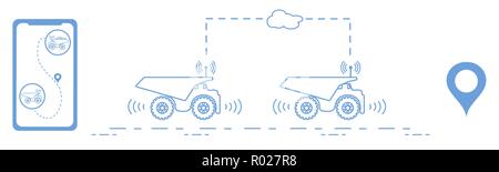 Transports intelligents et de camionnage. La surveillance et le contrôle des entreprises de camionnage. Les nouvelles technologies. Illustration de Vecteur