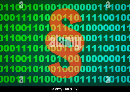 Un code binaire et un paragraphe (le rendu 3d) Banque D'Images