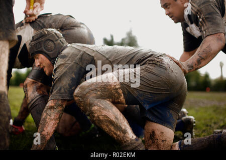 Joueurs de rugby de l'action. Banque D'Images