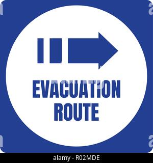 L'ouragan Évacuation Road Sign Blue Square cercle blanc Illustration de Vecteur