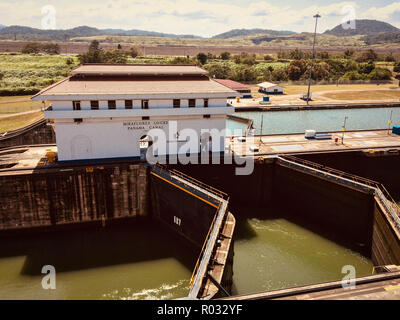 La ville de Panama, Panama - mars 2018 : Le Canal de Panama, Miraflores Locks building, Panama City Banque D'Images