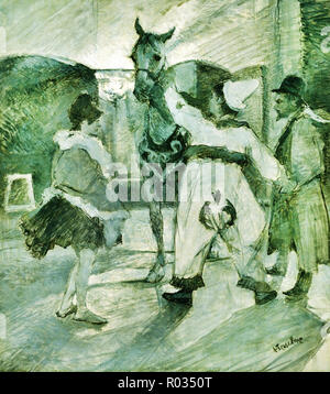 Henri de Toulouse-Lautrec, dans les ailes au cirque, vers 1887, huile sur toile, Musée d'Art Bridgestone, Tokyo, Japon. Banque D'Images