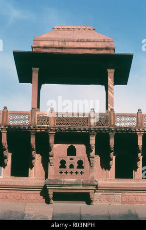 Vue de balcon, le Fort Rouge, Agra, Uttar Pradesh, Inde, Asie Banque D'Images