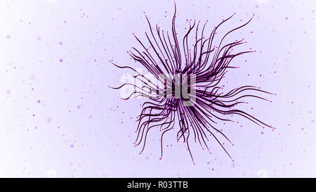 Abstract futuristic purple explosion particules sentiers. A canal alpha Banque D'Images