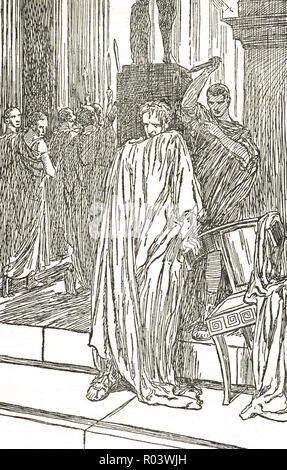 L'assassinat de Jules César, les ides de mars, le 15 mars 44 avant J.-C., Rome, Italie, assassiné par des sénateurs dirigée par Gaius Cassius Longinus, Marcus Junius Brutus, et Decimus Junius Brutus Banque D'Images