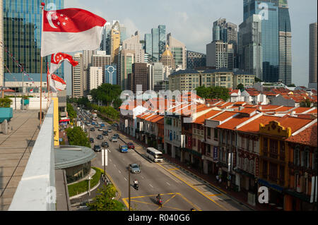 République de Singapour, de Chinatown et du quartier des affaires Banque D'Images