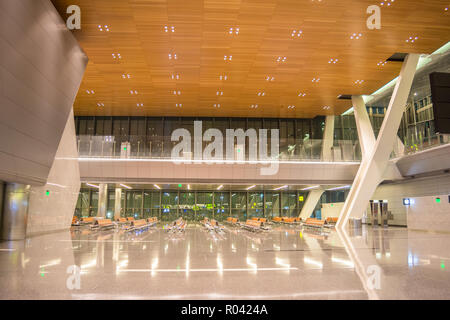 Borading portes, l'aéroport international Hamad, Doha, Qatar Banque D'Images