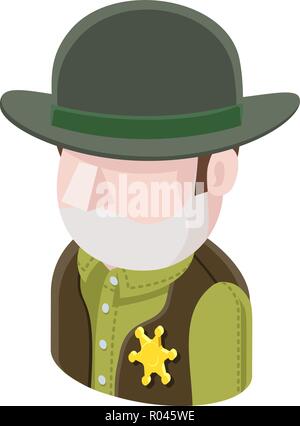 Homme Cowboy Sheriff Icône gens Avatar Illustration de Vecteur