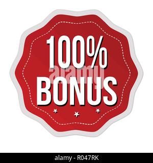 100 % bonus en étiquette ou autocollant sur fond blanc, vector illustration Illustration de Vecteur