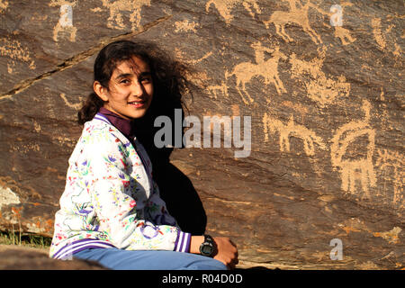 D Teymareh Pre-Historic Arts Rock mountain en Iran Banque D'Images