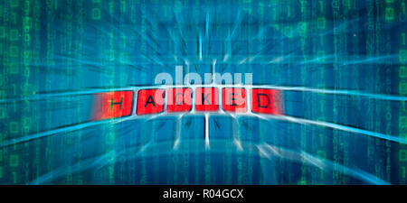 Arrière-plan de clavier clé piratée rouge Banque D'Images