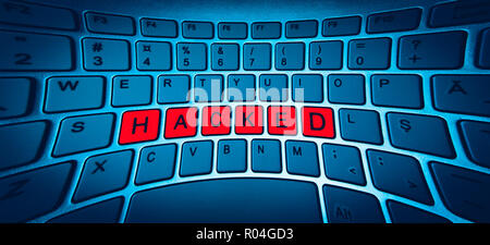 Arrière-plan de clavier clé piratée rouge Banque D'Images