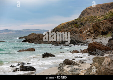 L'emblématique Deuxième plage de la vallée en direction nord sur l'image sur la péninsule de Fleurieu Australie du Sud le 1 novembre 2018 Banque D'Images