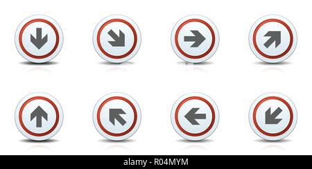 Bouton flèche dirrection signe étiquette illustration set Illustration de Vecteur