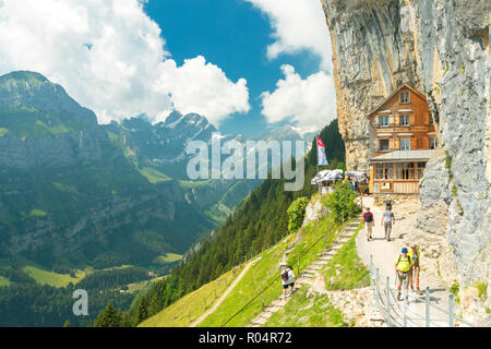 Gasthaus Löwen, Aescher-Wildkirchli, Appenzell Rhodes-Intérieures, Suisse, Europe Banque D'Images