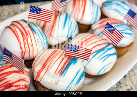 Miami Florida,Adrienne Arsht Center,2009 Presidential inaugural simulcast,Barack Obama,cupcakes,rouge,blanc,bleu,drapeau américain du papier patriotisme,desse Banque D'Images