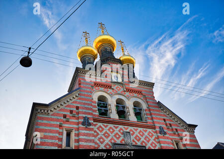 Eglise Orthodoxe Russe Alexander Nevskij (Nevsky) église située dans le centre historique Banque D'Images