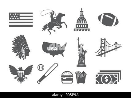 USA icon set Illustration de Vecteur