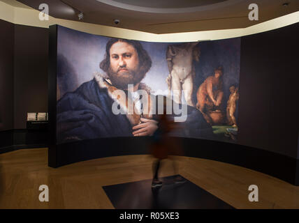 Lorenzo Lotto Portraits, Exposition de l'artiste italien de la renaissance de l'école vénitienne à la National Gallery, Londres UK. Credit : Malcolm Park/Alamy. Banque D'Images