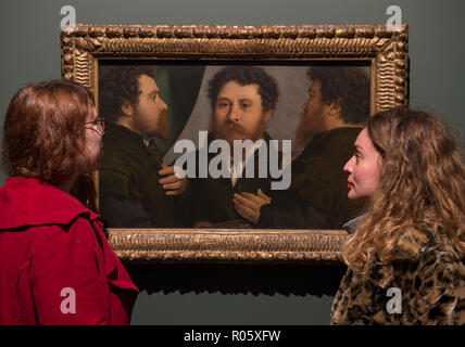 Lorenzo Lotto Portraits, Exposition de l'artiste italien de la renaissance de l'école vénitienne à la National Gallery, Londres UK. Credit : Malcolm Park/Alamy. Banque D'Images