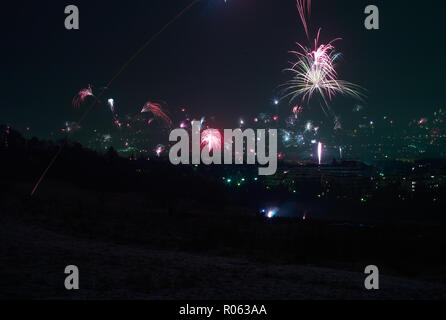 New Year's Eve Fireworks sur Vienne, Autriche Banque D'Images